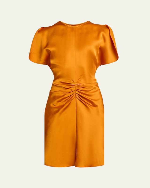 Ruched Gathered-Waist Mini Dress